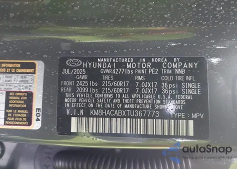 2026 Hyundai Kona Se from USA, damaged, VIN KM8HACABXTU367773
